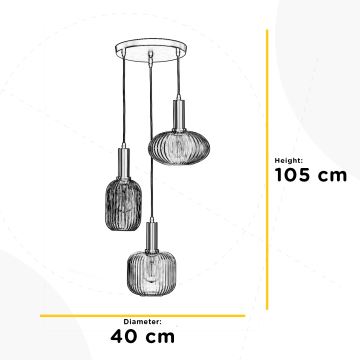 ONLI - Pendel DOROTY 1xE27/22W/230V blå/guldfarvet