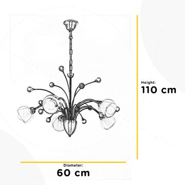 ONLI - Pendel med kædeophæng DIAMANTE 5xE14/6W/230V