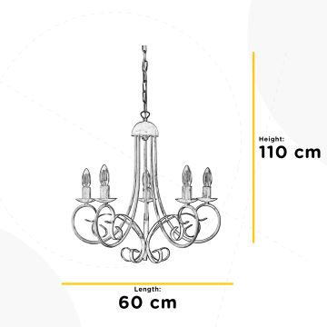 ONLI - Pendel med kædeophæng POMPEI 5xE14/6W/320V cremefarvet