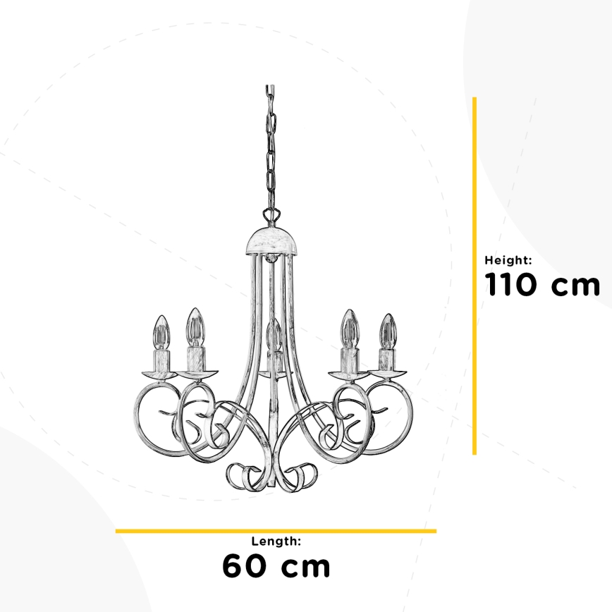 ONLI - Pendel med kædeophæng POMPEI 5xE14/6W/320V cremefarvet