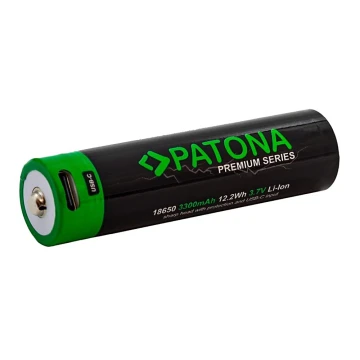 PATONA - Akkumulator 18650 Li-lon 3350mAh PREMIUM 3,7V med USB-C opladning