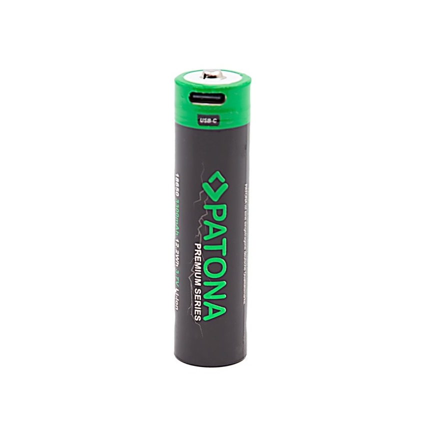 PATONA - Akkumulator 18650 Li-lon 3350mAh PREMIUM 3,7V med USB-C opladning