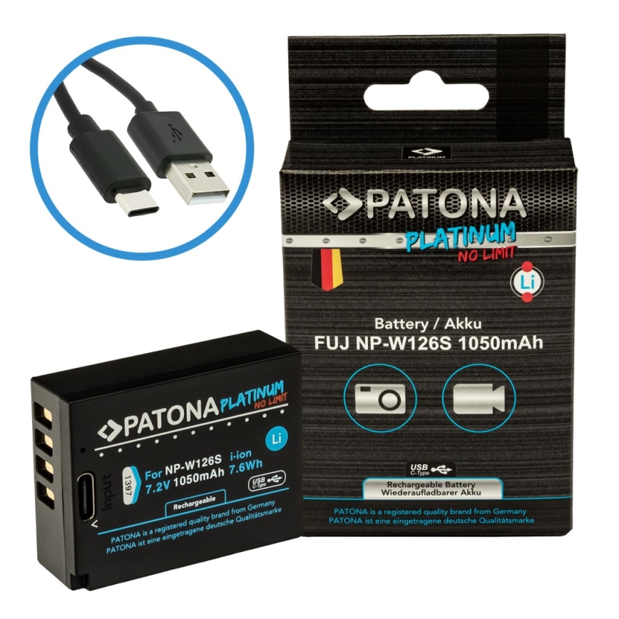 PATONA - Akkumulator Fuji NP-W126S 1050 mAh Li-Ion Platinum USB-C opladning