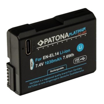 PATONA - Akkumulator Nikon EN-EL14/EN-EL14A 1030mAh Li-Ion Platinum USB-C opladning