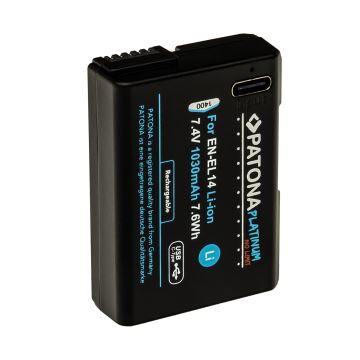 PATONA - Akkumulator Nikon EN-EL14/EN-EL14A 1030mAh Li-Ion Platinum USB-C opladning