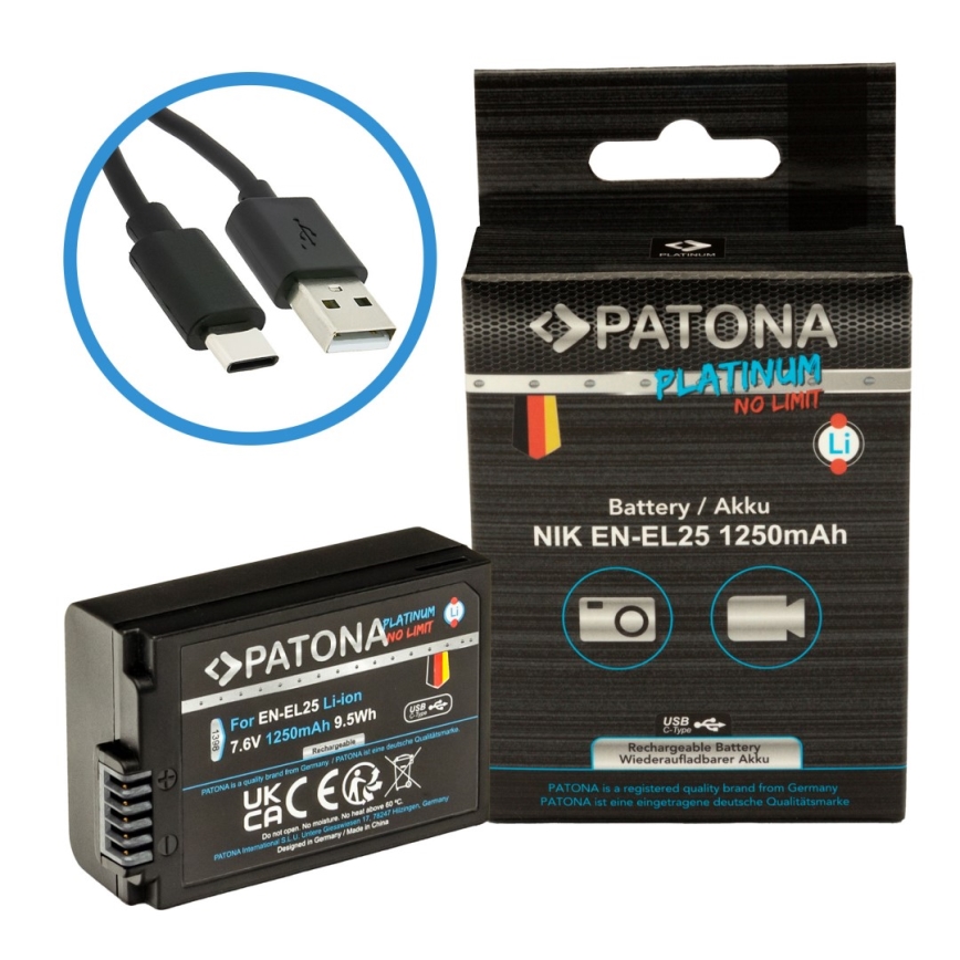 PATONA - Akkumulator Nikon EN-EL25 1250mAh Li-Ion Platinum USB-C opladning