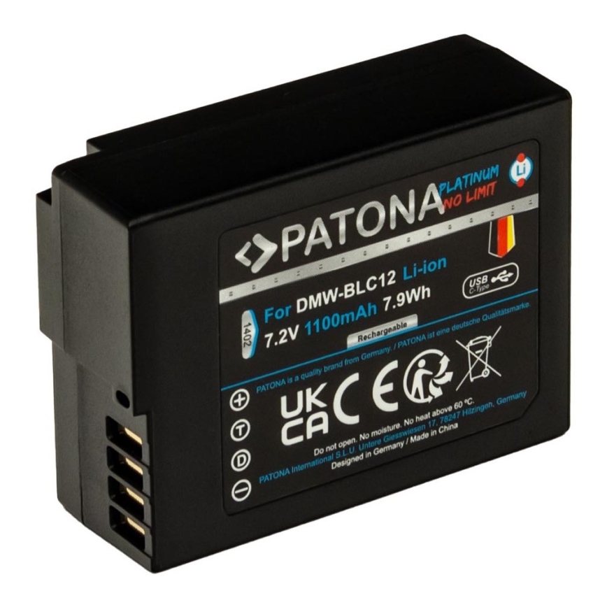 PATONA - Akkumulator Panasonic DMW-BLC12 1100mAh Li-Ion Platinum USB-C opladning