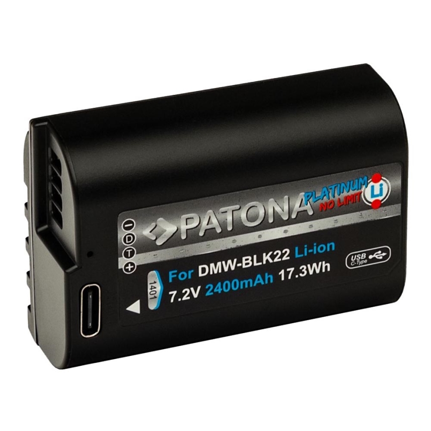 PATONA - Akkumulator Panasonic DMW-BLK22 2400mAh Li-Ion Platinum USB-C opladning