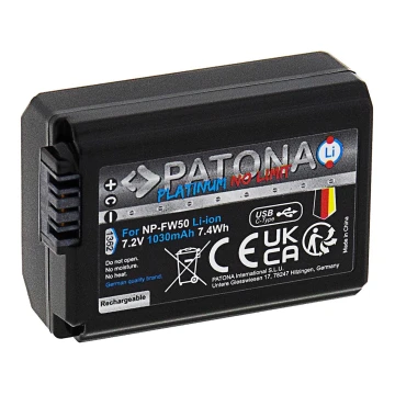 PATONA - Akkumulator Sony NP-FW50 1030 mAh Li-ion Platinum USB-C-opladning