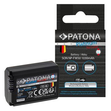 PATONA - Akkumulator Sony NP-FW50 1030 mAh Li-ion Platinum USB-C-opladning