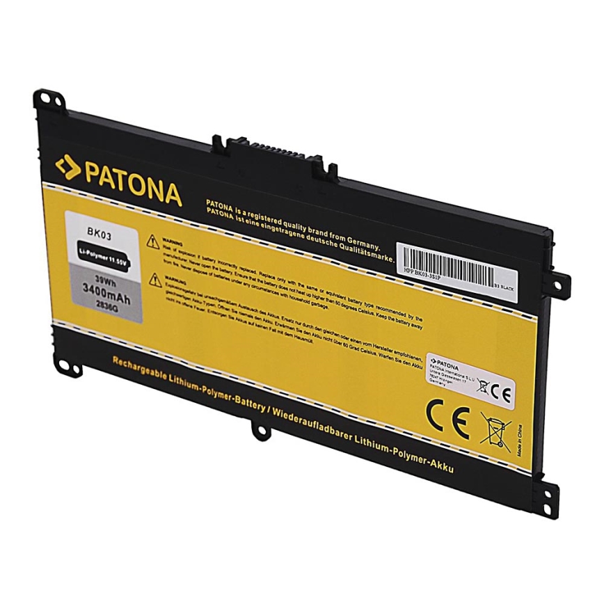 PATONA - Batteri HP Pavilion X360 3400mAh Li-Pol 11,55V BK03XL