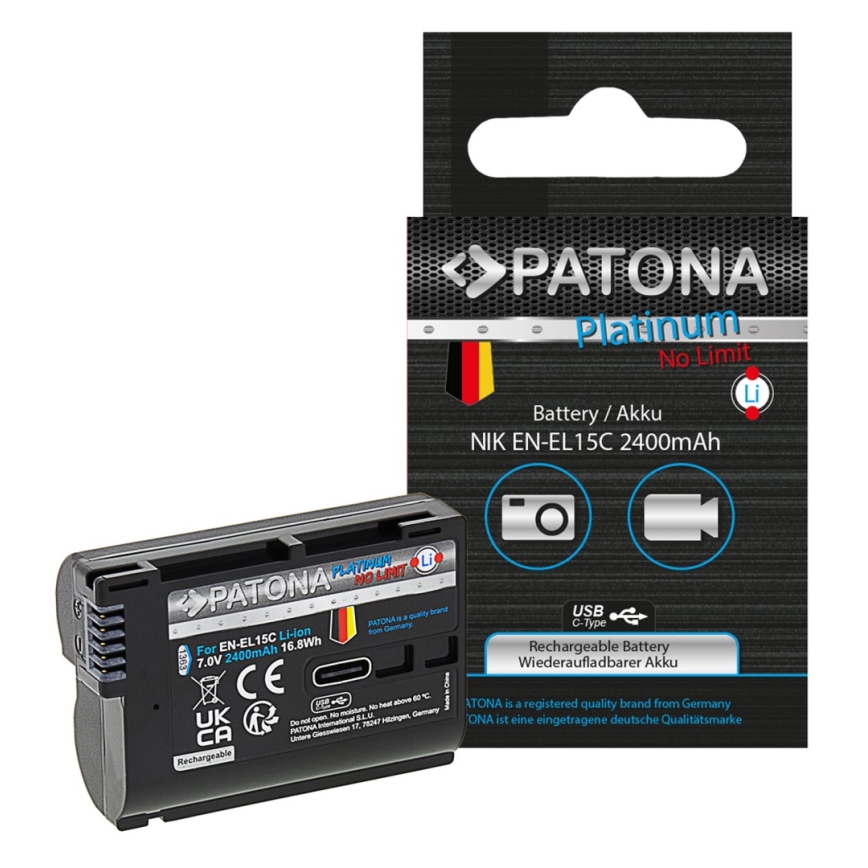 PATONA - Batteri Nikon EN-EL15C 2400 mAh Li-ion Platinum USB-C