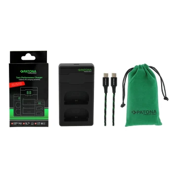 PATONA - Hurtigoplader Dual Canon LP-E6 + kabel USB-C 0,6 m