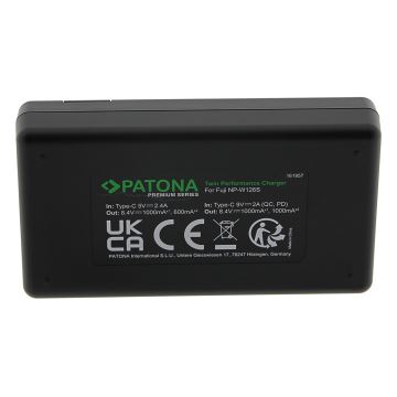 PATONA - Hurtigoplader Dual Fuji NP-W126 + kabel USB-C 0,6 m