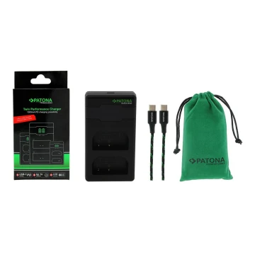 PATONA - Hurtigoplader Dual Panasonic DMW-BLF19 + kabel USB-C 0,6 m