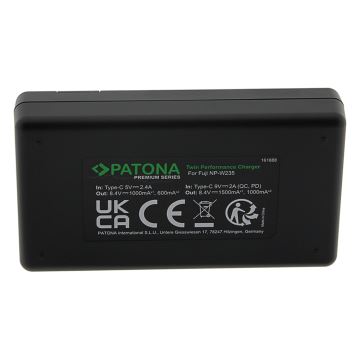 PATONA - Smart-oplader Dual Fuji NP-W235 + kabel USB-C 0,6 m