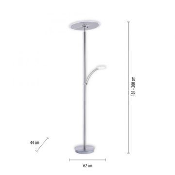 Paul Neuhaus 673-55 - LED gulvlampe dæmpbar ARTUR 2xLED/21W/230V+1xLED/6W krom