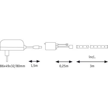 Paulmann 70481 - LED strip dæmpbar RGBW/9,6W DIGITAL 3 m 230V + fjernbetjening