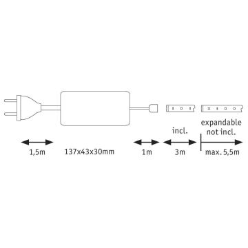 Paulmann 70666 - LED/20W IP44 Bathroom lysbånd MAXLED 3m 230V