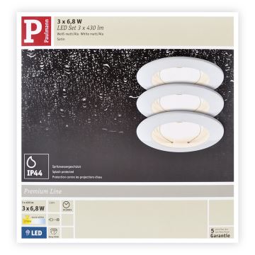 Paulmann  92721 - 3x LED/6,8W IP44 Indbygningslampe COIN 230V