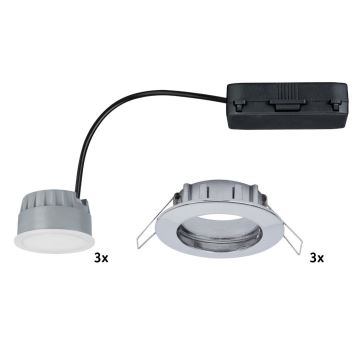 Paulmann 92829 - Indbygningsspot 3 stk. dæmpbar COIN 3x LED/6,8W IP44 230V