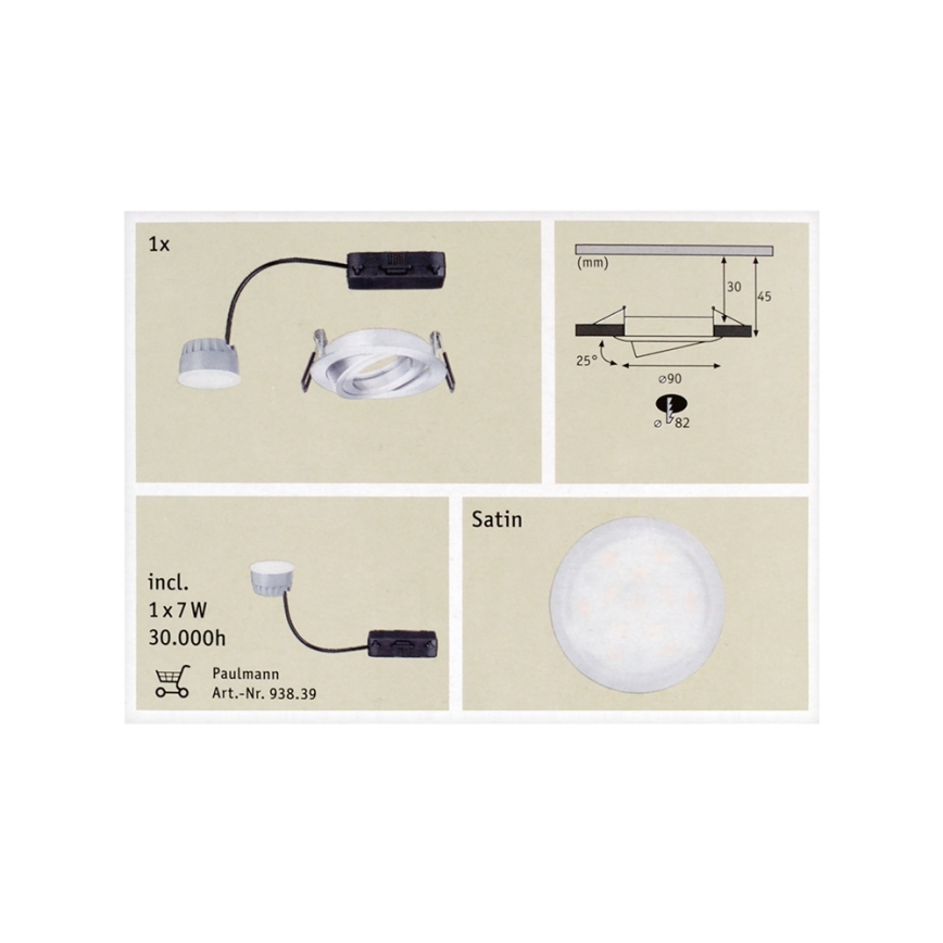 Paulmann 92832 - LED/7W Nedblænding af loftbelysning COIN 230V