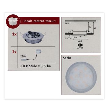 Paulmann 93981 - Indbygningsspot til badeværelse COIN LED/6,8W IP23 230V