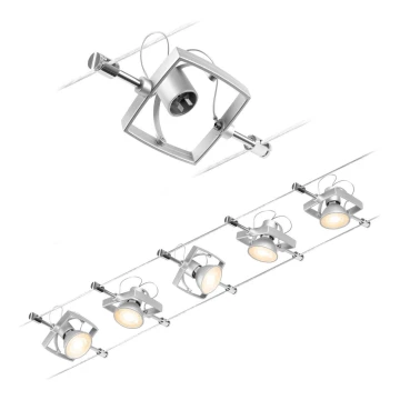 Paulmann 94430 - SÆT 5xGU5,3/10W Spotlampe til skinnesystem MAC 230V mat krom