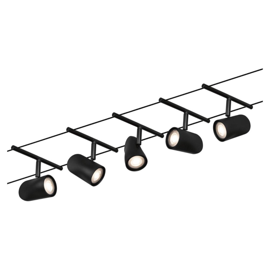 Paulmann 94469 - SÆT 5xGU5,3/10W Spotlampe til skinnesystem CUP 230V sort