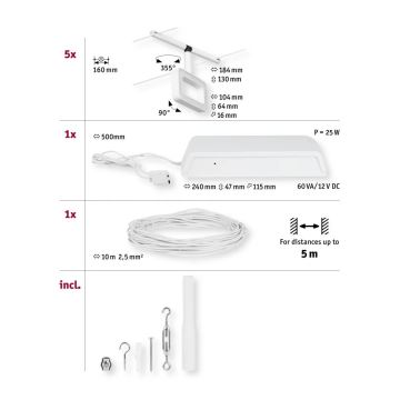 Paulmann 94483 - SÆT 5xLED/4,8W Spotlampe til skinnesystem FRAME 230V hvid