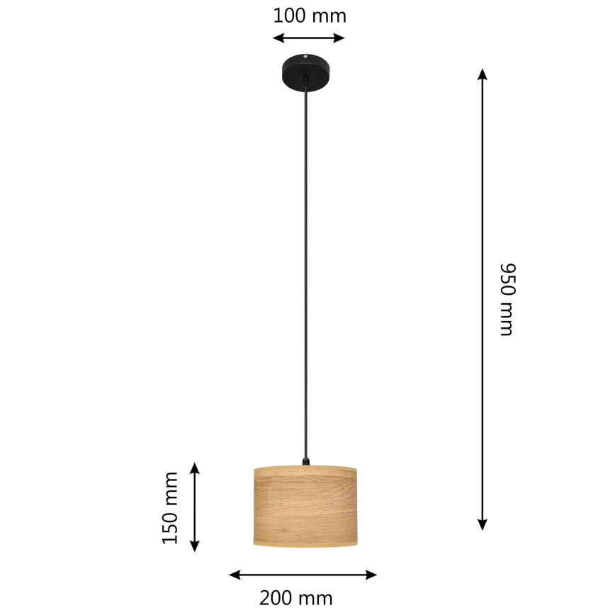 Pendel ALBA 1xE27/60W/230V diameter 20 cm brun/sort