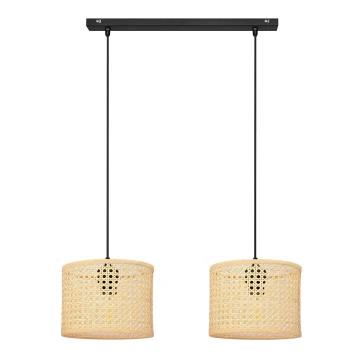 Pendel ALBA 2xE27/60W/230V Rattan/sort