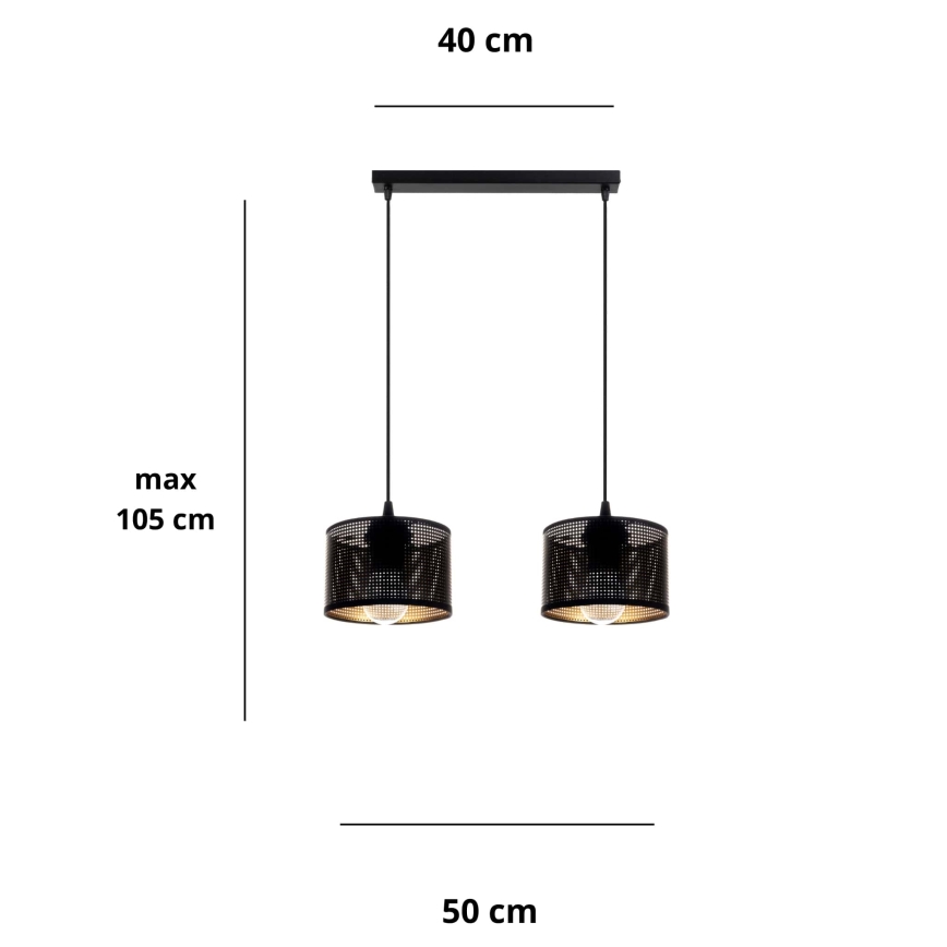 Pendel ALDO 2xE27/60W/230V sort