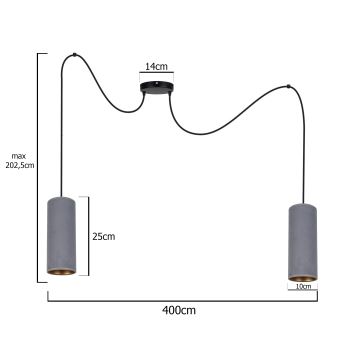 Pendel AVALO 2xE27/60W/230V grå