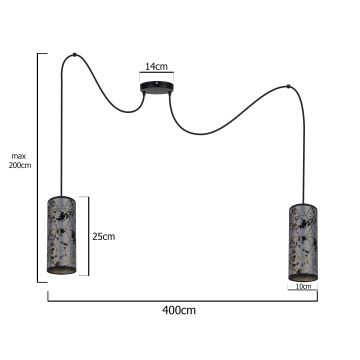 Pendel AVALO 2xE27/60W/230V grå/sort