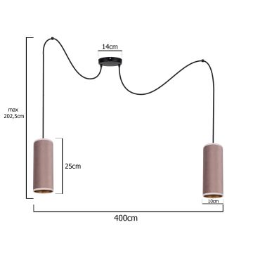 Pendel AVALO 2xE27/60W/230V lyserød