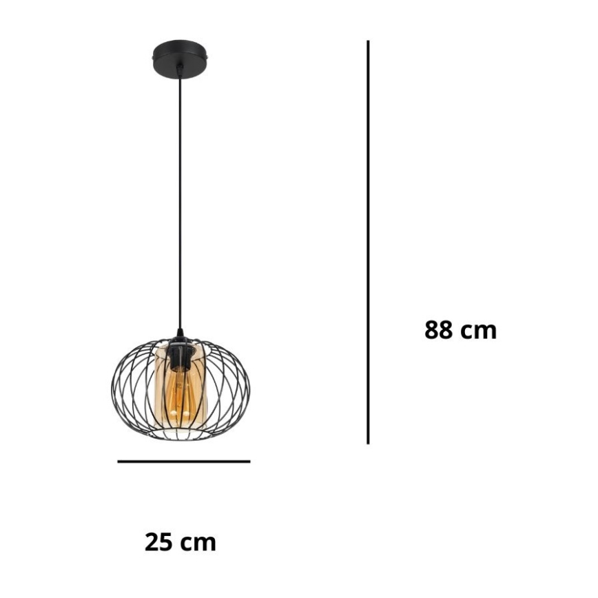 Pendel CORRINI 1xE27/60W/230V diameter 25 cm sort/beige