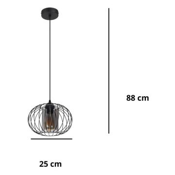 Pendel CORRINI 1xE27/60W/230V diameter 25 cm sort/grå