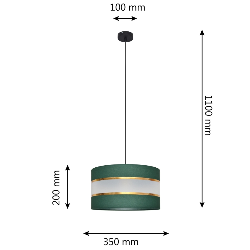 Pendel HELEN 1xE27/60W/230V diameter 35 cm grøn/guldfarvet