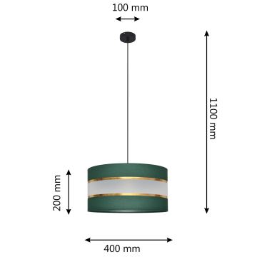 Pendel HELEN 1xE27/60W/230V diameter 40 cm grøn/guldfarvet
