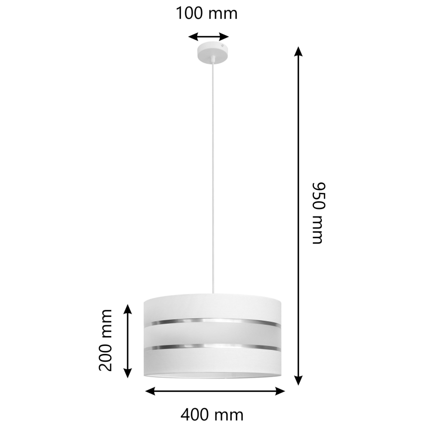 Pendel HELEN 1xE27/60W/230V diameter 40 cm hvid