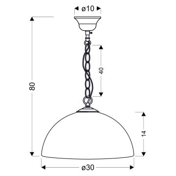 Pendel m. kædeophæng SUGAR 1xE27/60W/230V hvid/gylden