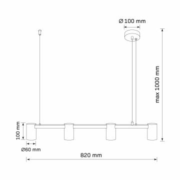 Pendel MARIBEL 4xGU10/10W/230V sort