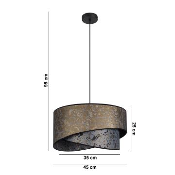 Pendel REZO 1xE27/60W/230V grå/guld