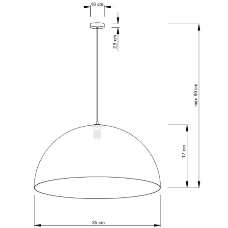Pendel SFERA 1xE27/60W/230V diameter 35 cm grå/guldfarvet