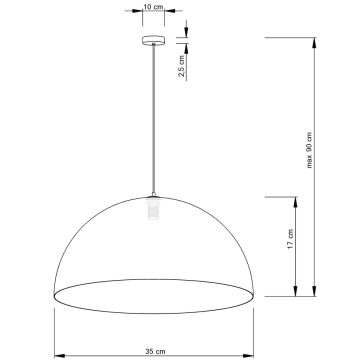 Pendel SFERA 1xE27/60W/230V diameter 35 cm gylden/sort