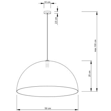 Pendel SFERA 1xE27/60W/230V diameter 50 cm gylden/sort
