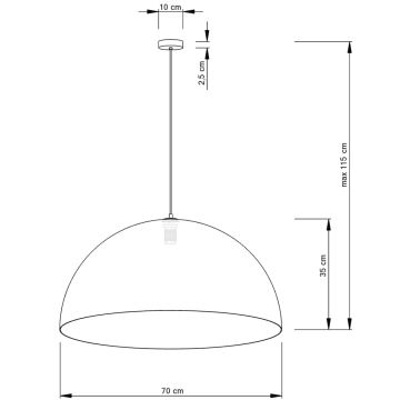 Pendel SFERA 1xE27/60W/230V diameter 70 cm guldfarvet/sort