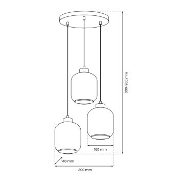 Pendel SOMBRA 3xE27/60W/230V grå/beige/transparent