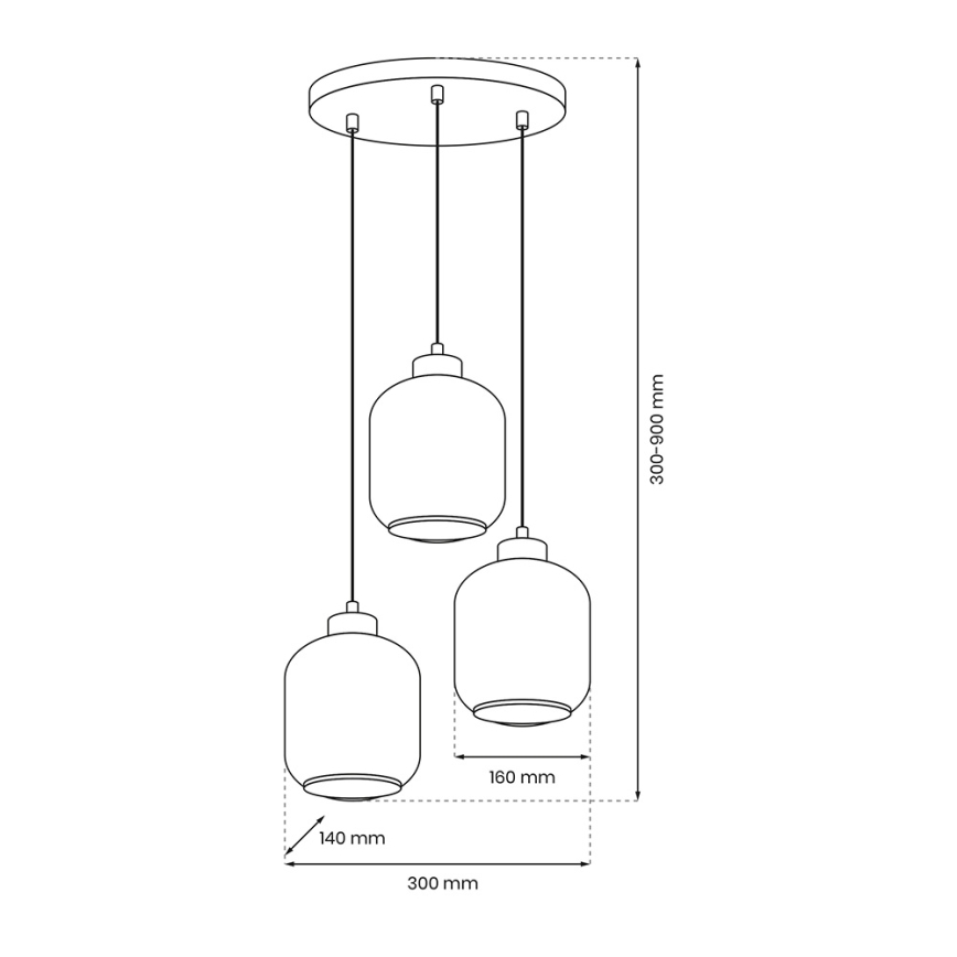 Pendel SOMBRA 3xE27/60W/230V grå/beige/transparent